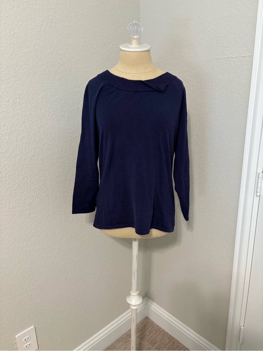 Carlisle Navy Boatneck 3/4 Sleeve Top